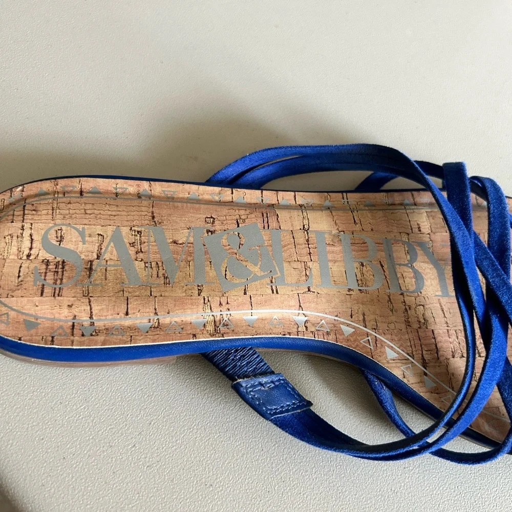 Sam & Libby Royal Blue Suede Sandals - Picture 8 of 9